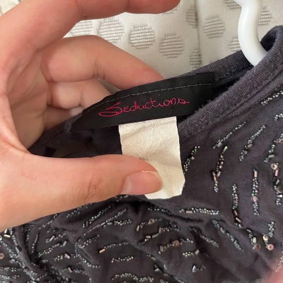 y2k Seductions beaded sequin abstract crew t-shirt - Picture 2 of 5